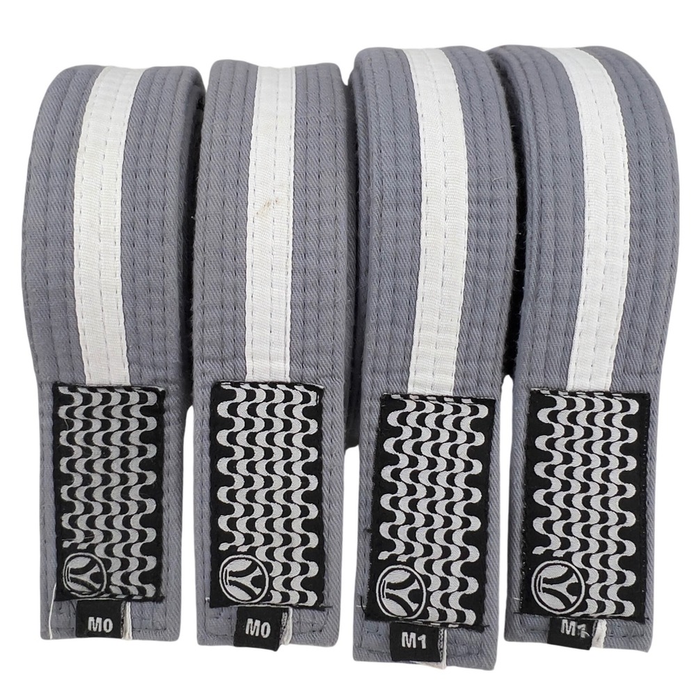 Lot 4  Kingz BJJ Jiu Jitsu Belts Kids Youth Grey White Stripe M0 M1